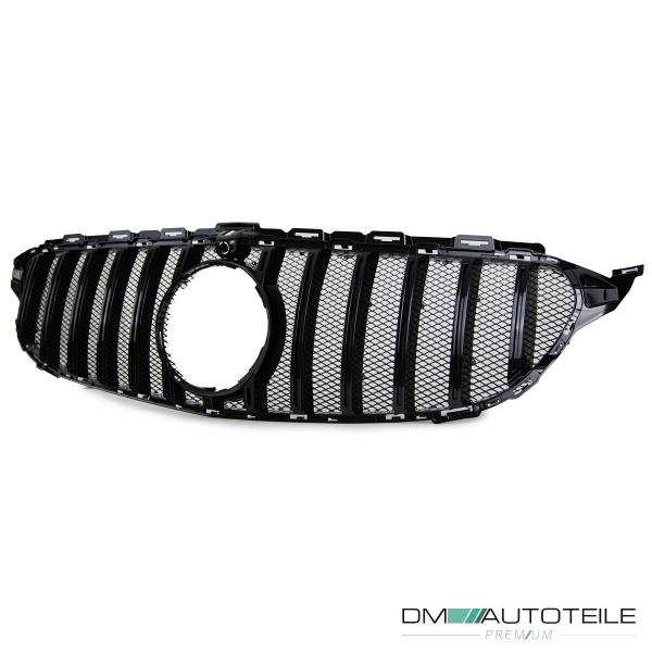 Kühlergrill Grill Schwarz Glanz +Race Gitter exklusiv passend für Mercedes C Klasse W205 S205 14-18 auf Sport-Panamericana GT