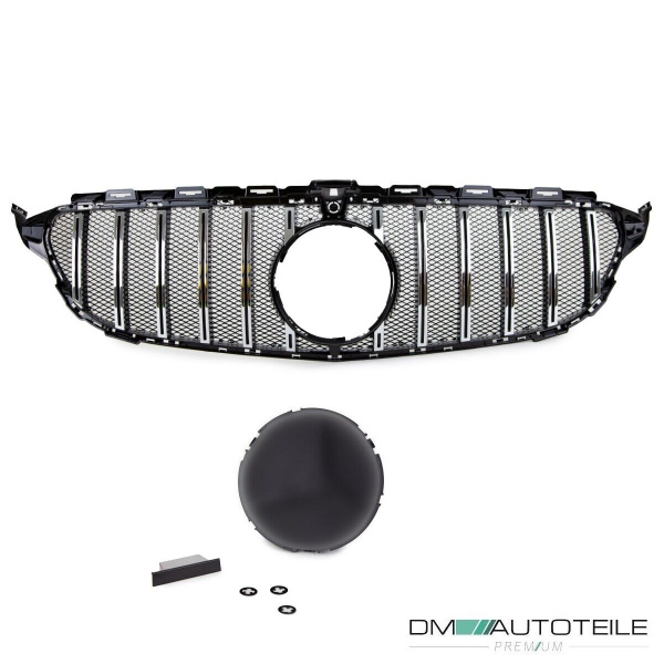 Kühlergrill Grill Schwarz Chrom+ Race Gitter passt für Mercedes S205 W205 14-18 auf Sport Panamericana GT