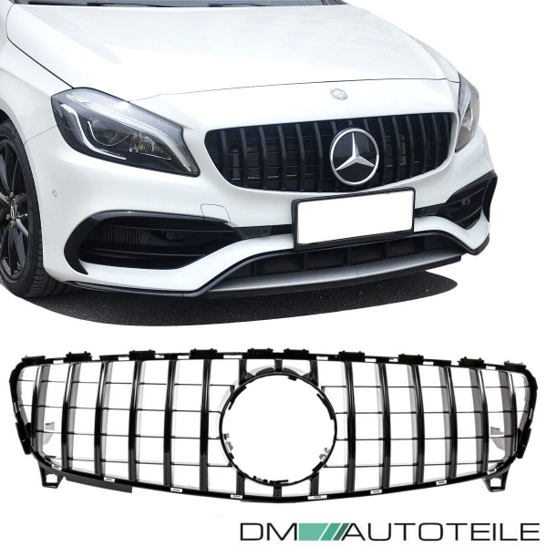 Facelift Kühlergrill Komplett Schwarz passend für Mercedes A-Klasse W176 Mopf 2015-2019 auf Sport -Panamericana GT