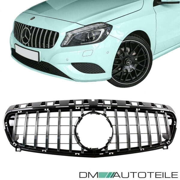 Kühlergrill Schwarz Chrom passt für Mercedes A-Klasse W176 Vorfacelift 12-15 auf Sport Panamericana GT
