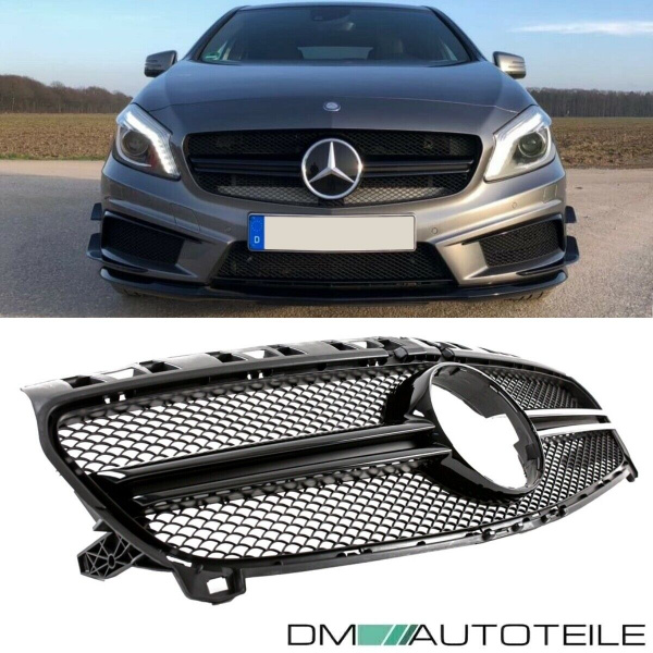 Sport Kühlergrill Schwarz Glanz passt für Mercedes A-Klasse W176 ab 13-15 nicht für AMG 45