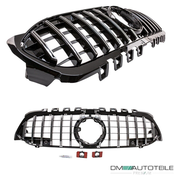 Kühlergrill Schwarz Chrom passt für Mercedes A-Klasse W177 Bj ab 2018 ohne Kamera Loch auf Sport-Panamericana GT