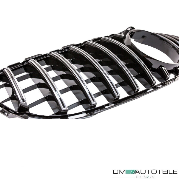 Kühlergrill Schwarz Chrom passt für Mercedes C-Klasse W205 14-18 + 360° Kamera auf Sport-Panamerica GT