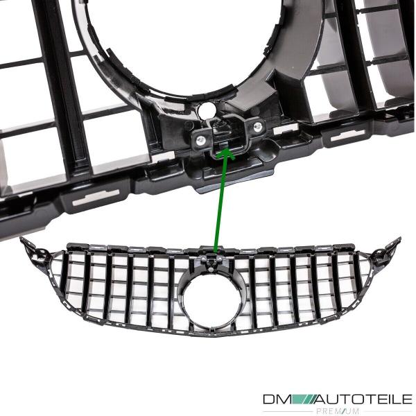 Kühlergrill Schwarz Chrom passt für Mercedes C-Klasse W205 14-18 + 360° Kamera auf Sport-Panamerica GT