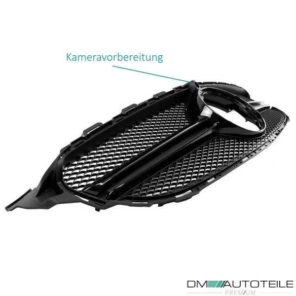 Facelift Kühlergrill Schwarz passt für Mercedes C-Klasse W205 S205 auch AMG Mopf ab 2018 +Kamera