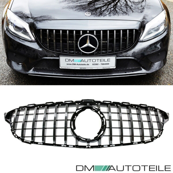 Kühlergrill Schwarz Chrom passt für Mercedes C-Klasse W205 S205 Mopf ab 2018 auf Sport-Panamericana GT