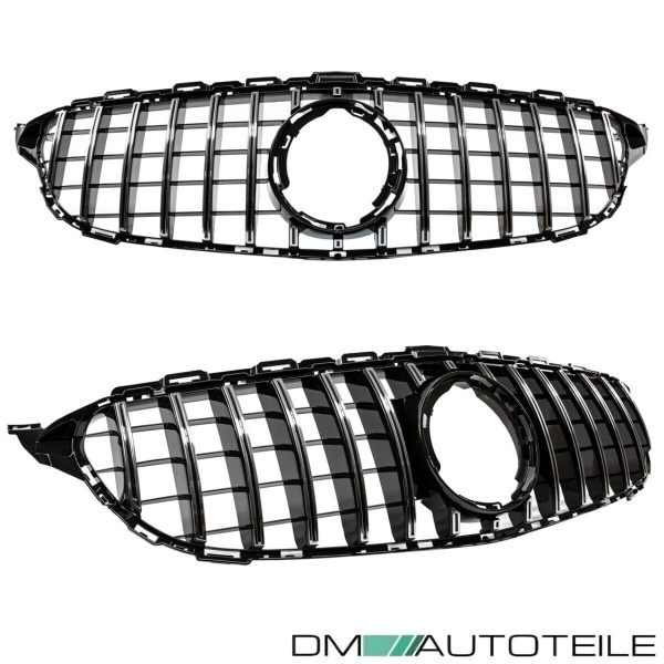 Kühlergrill Schwarz Chrom passt für Mercedes C-Klasse W205 S205 Mopf ab 2018 auf Sport-Panamericana GT