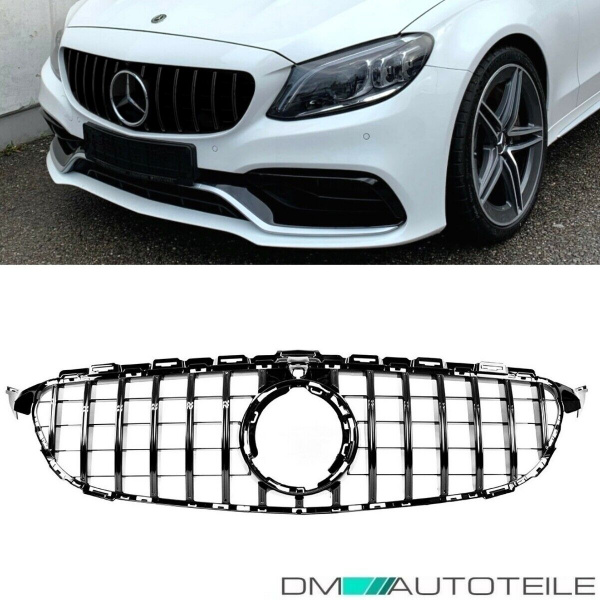Facelift Kühlergrill Schwarz Glanz passt für Mercedes C-Klasse W205 S205 Mopf ab 2018 +Kamera auf Sport-Panamericana GT
