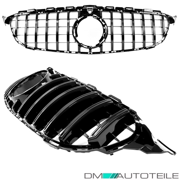 Facelift Kühlergrill Schwarz Glanz passt für Mercedes C-Klasse W205 S205 Mopf ab 2018 +Kamera auf Sport-Panamericana GT