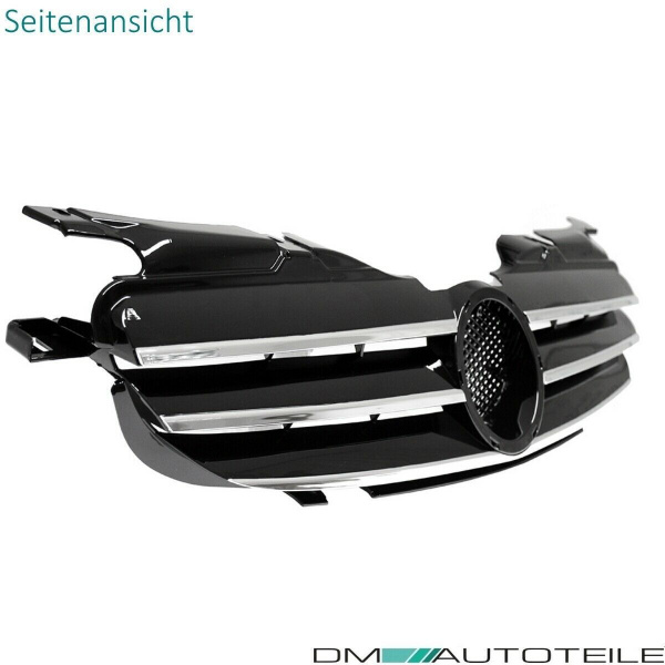 Kühlergrill hochglanz Schwarz + Chromleiste passend für Mercedes SLK R170 96-04