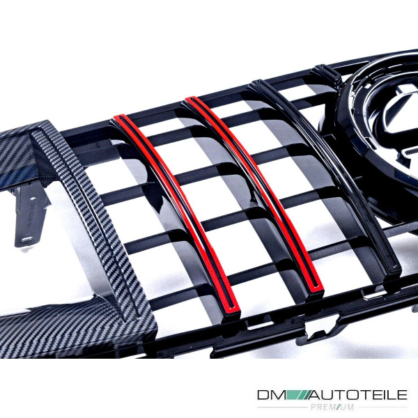Kühlergrill Schwarz Rot + Carbon passt für Mercedes GLC X253 ab 2019