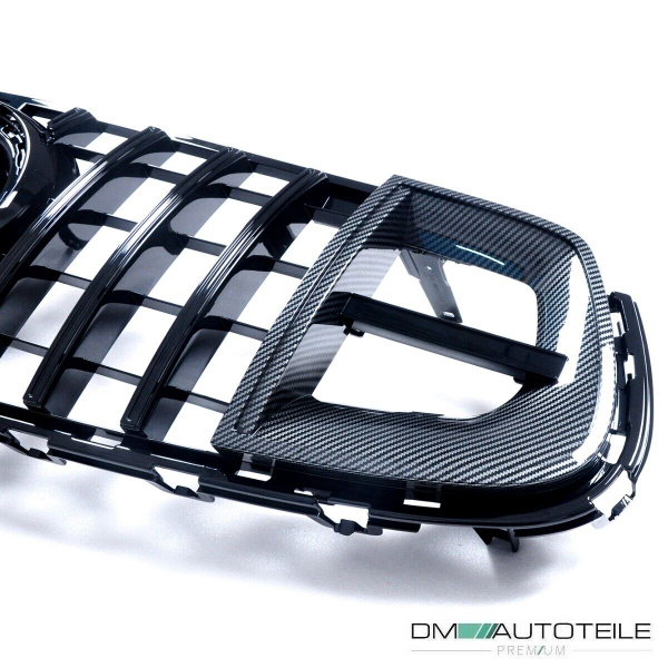 Kühlergrill Schwarz Rot + Carbon passt für Mercedes GLC X253 ab 2019