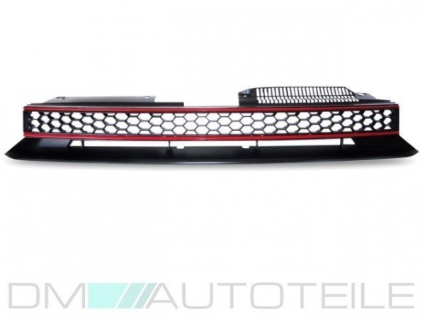 Kühlegrill ohne Emblem Sport Grill Kühlergitter Wabengril Rot für VW Golf 6 GTI