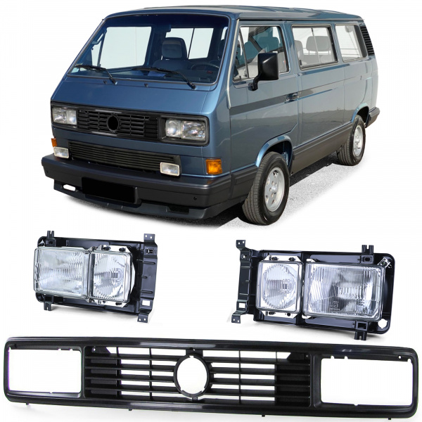 Eckige Multivan Design Doppel-Scheinwerfer mit Frontgrill für VW T3 79-92 H4