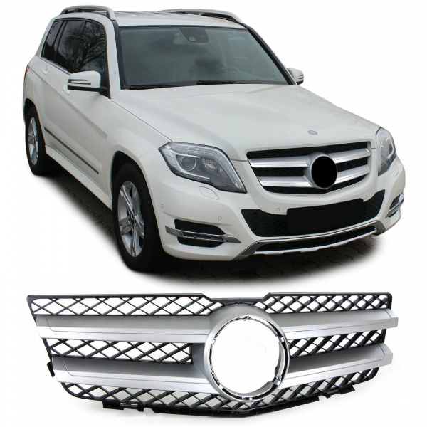 Upgrade Sportgrill / Kühlergrill für Mercedes Benz GLK X204 Vorfacelift 08-12 schwarz/silber