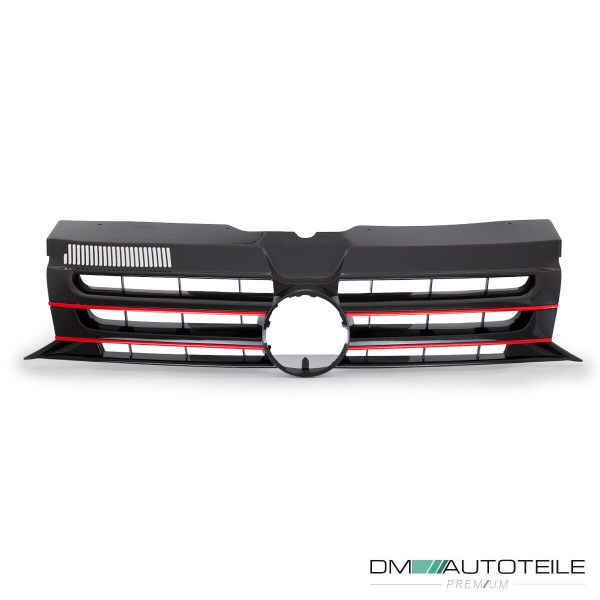 Kühlergrill Front Grill Schwarz lackiert Leiste Rot für VW T5 GP Facelift 09-15