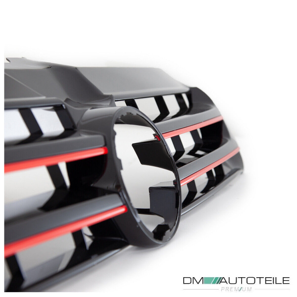 Kühlergrill Front Grill Schwarz lackiert Leiste Rot für VW T5 GP Facelift 09-15