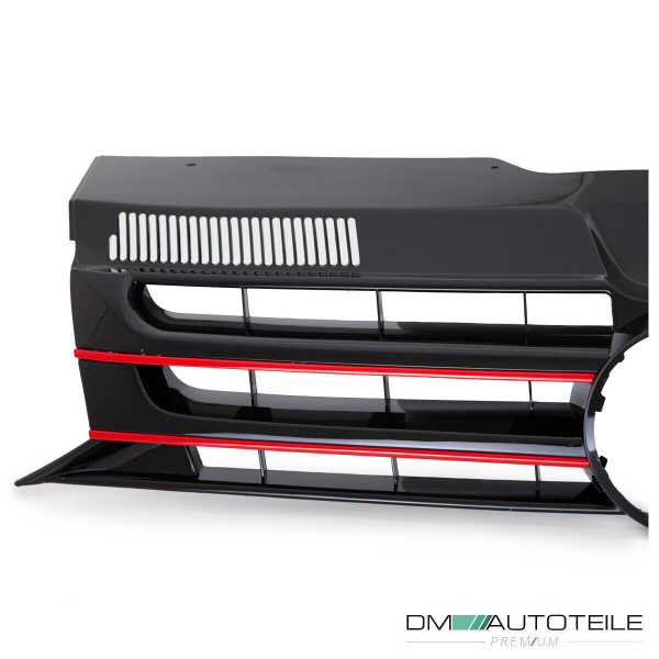 Kühlergrill Front Grill Schwarz lackiert Leiste Rot für VW T5 GP Facelift 09-15