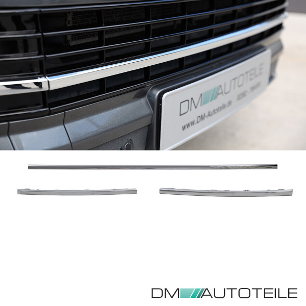 Set Kühlergrill clean+ Leisten Stoßstange unten Schwarz Chrom passt für VW T6 alle Modelle 2015-2019 auch Sportline