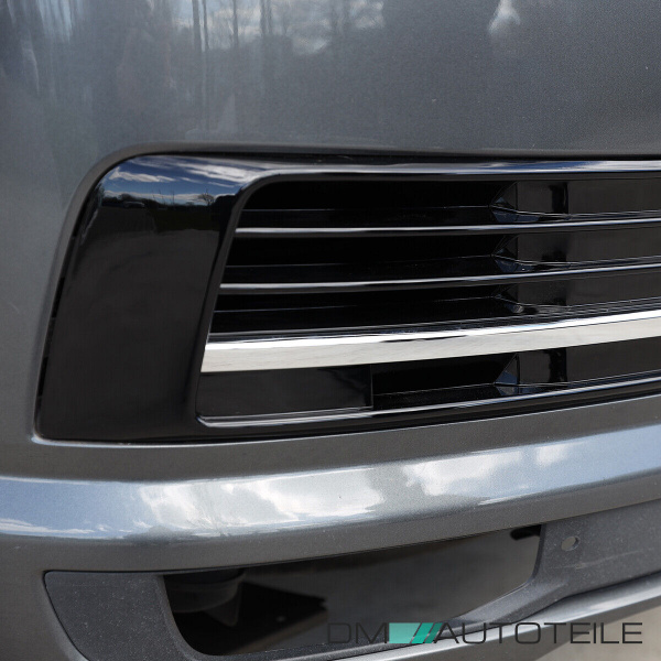 Set Kühlergrill clean+ Leisten Stoßstange unten Schwarz Chrom passt für VW T6 alle Modelle 2015-2019 auch Sportline