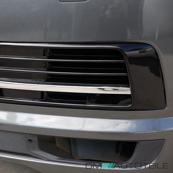Set Kühlergrill clean+ Leisten Stoßstange unten Schwarz Chrom passt für VW T6 alle Modelle 2015-2019 auch Sportline