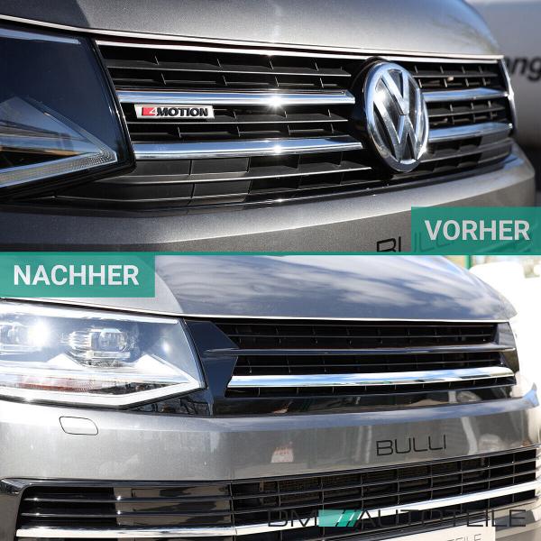 Set Kühlergrill clean+ Leisten Stoßstange unten Schwarz Chrom passt für VW T6 alle Modelle 2015-2019 auch Sportline