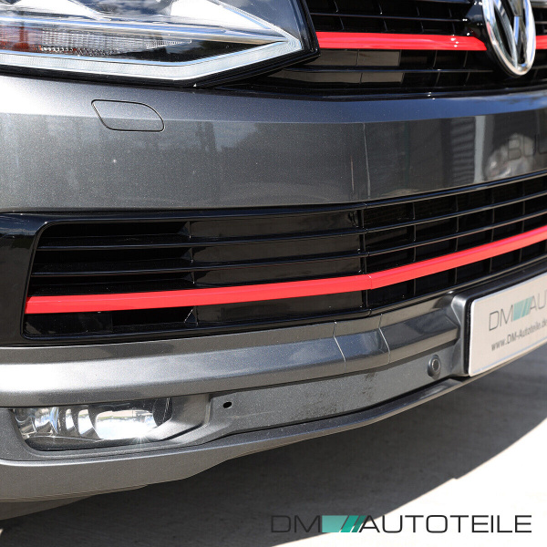 Set Kühlergrill clean+ Leiste Stoßstange unten Schwarz Rot passt für VW T6 alle Modelle 2015-2019 auch Sportline