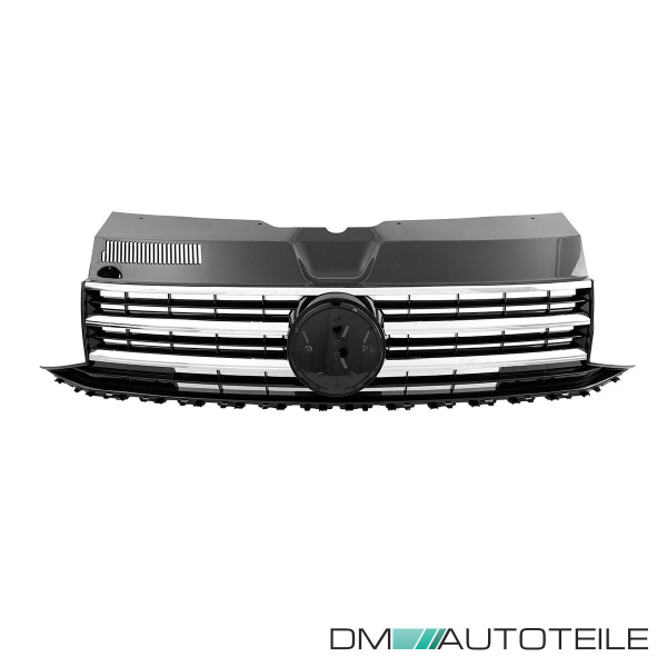Set Kühlergrill für Emblem+ Leisten Set Stoßstange unten Hochglanz Schwarz Chrom passt für VW T6 alle Modelle 2015-2019 auch Sportline