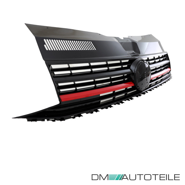 Set Kühlergrill für Emblem+ Leisten Stoßstange unten Hochglanz Schwarz / Rot passt für VW T6 alle Modelle 2015-2019 auch Sportline