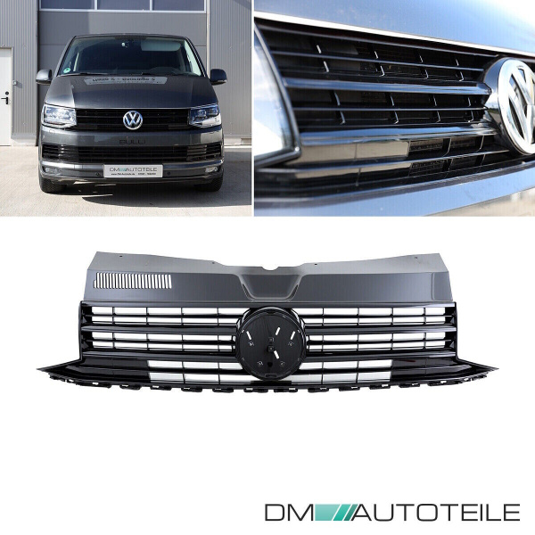 Set Kühlergrill + Gitter+ Emblem Hochglanz Schwarz Kit passt für VW T6 Multivan Transporter 2015-2019 auch Sportline