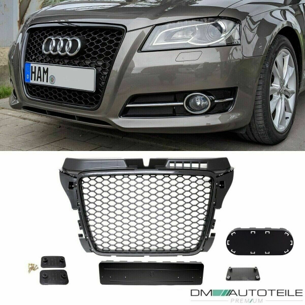 Kühlergrill Wabengrill Schwarz Glanz passt für Audi A3 8P Facelift 08-13