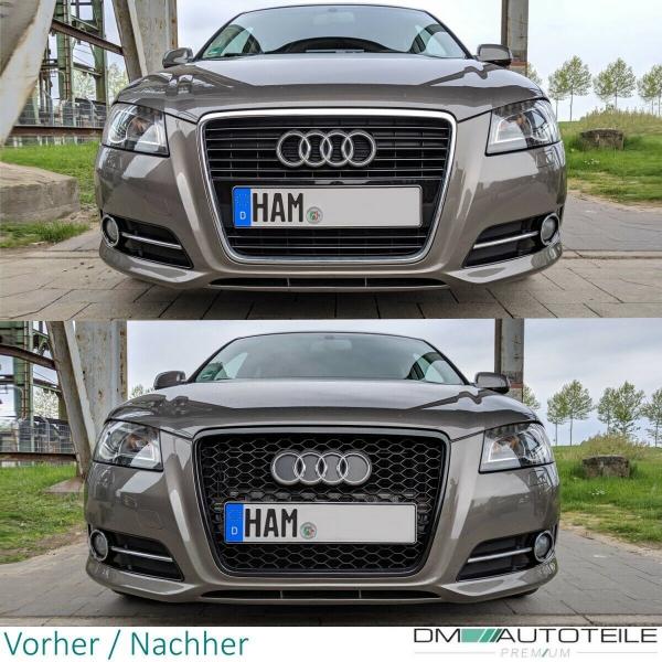 Kühlergrill Wabengrill Schwarz Glanz passt für Audi A3 8P Facelift 08-13