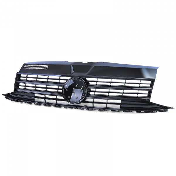 Upgrade Design Sportgrill / Kühlergrill für Volkswagen T6 Transporter 15-19 Hochglanz-schwarz mit Emblemhalter