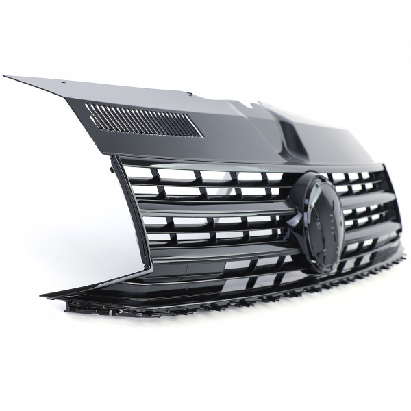 Upgrade Design Sportgrill / Kühlergrill für Volkswagen T6 Transporter 15-19 Hochglanz-schwarz mit Emblemhalter