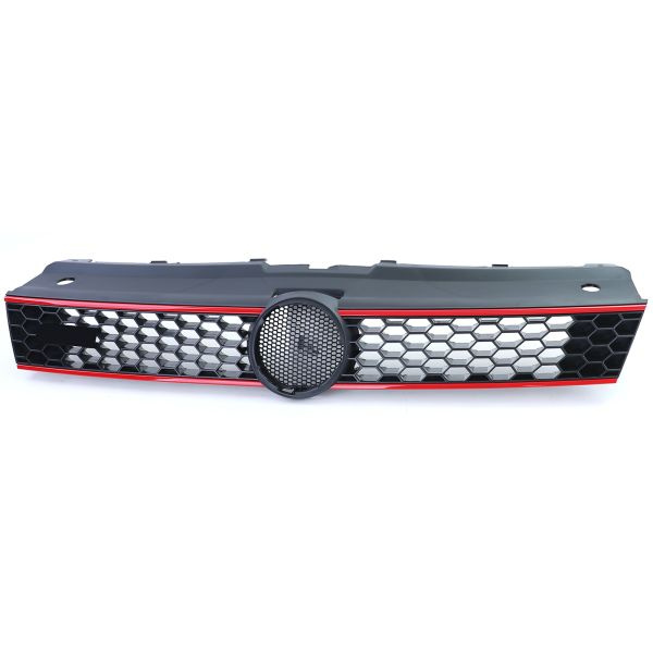 Upgrade Sportgrill / Kühlergrill für VW Polo 6R 6C 09-17 Hochglanz schwarz rot (auch GTI)