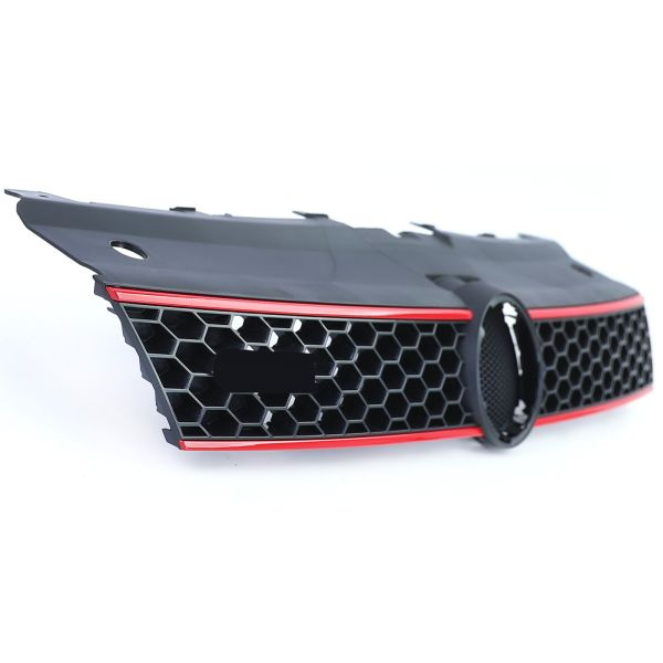 Upgrade Sportgrill / Kühlergrill für VW Polo 6R 6C 09-17 Hochglanz schwarz rot (auch GTI)