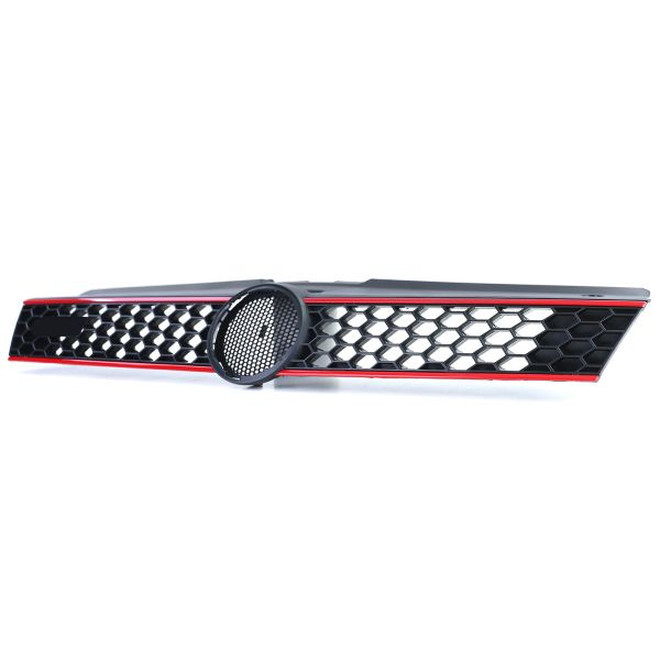 Upgrade Sportgrill / Kühlergrill für VW Polo 6R 6C 09-17 Hochglanz schwarz rot (auch GTI)