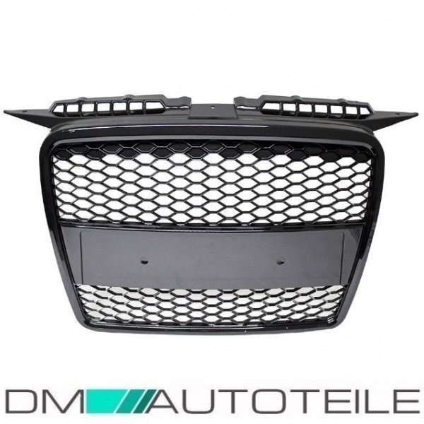 Kühlergrill Wabengrill Sport für Audi A3 8P 05-08 Schwarz Hochglanz+ Kennzeichenplatte integriert für RS3