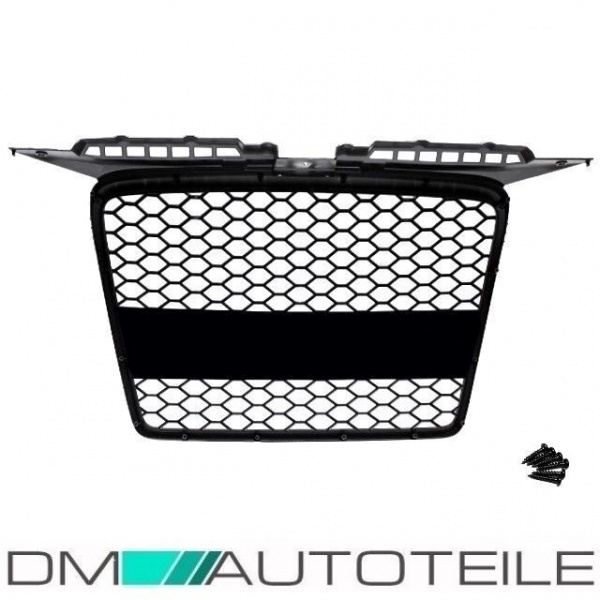 Kühlergrill Wabengrill Sport für Audi A3 8P 05-08 Schwarz Hochglanz+ Kennzeichenplatte integriert für RS3