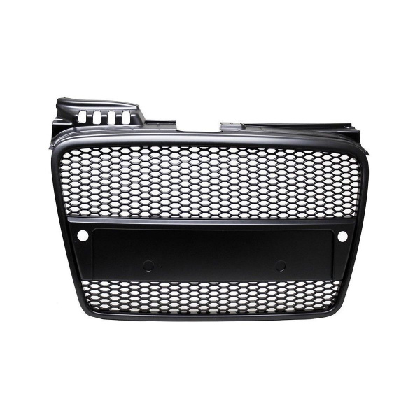 Kühlergrill Wabengrill Schwarz Seidenmatt + Kennzeichenleiste passend Audi A4 B7 04-08 + RS4