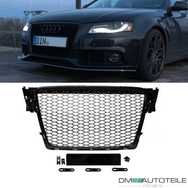 Kühlergrill Wabengrill Schwarz Hochglanz passt für Audi A4 B8 ab 08-12 kein RS4
