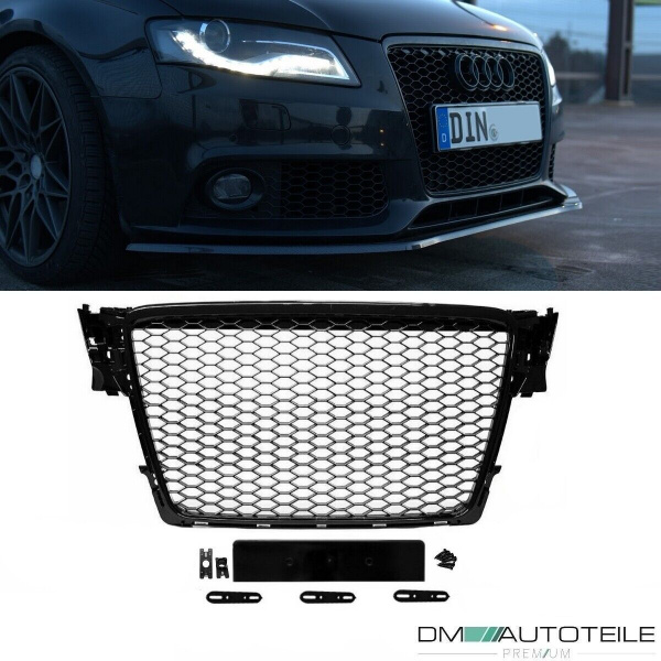 Kühlergrill Wabengrill Schwarz Hochglanz passt für Audi A4 B8 ab 08-12 kein RS4