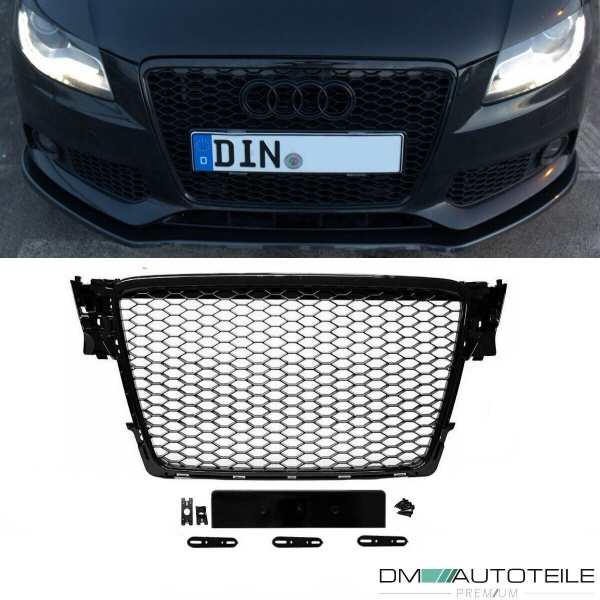 Kühlergrill Wabengrill Schwarz Hochglanz passt für Audi A4 B8 ab 08-12 kein RS4