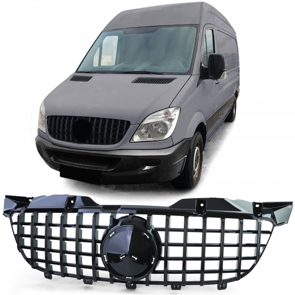 Upgrade Sportgrill / Kühlergrill für Mercedes Benz Sprinter W906 06-13 Hochglanz schwarz