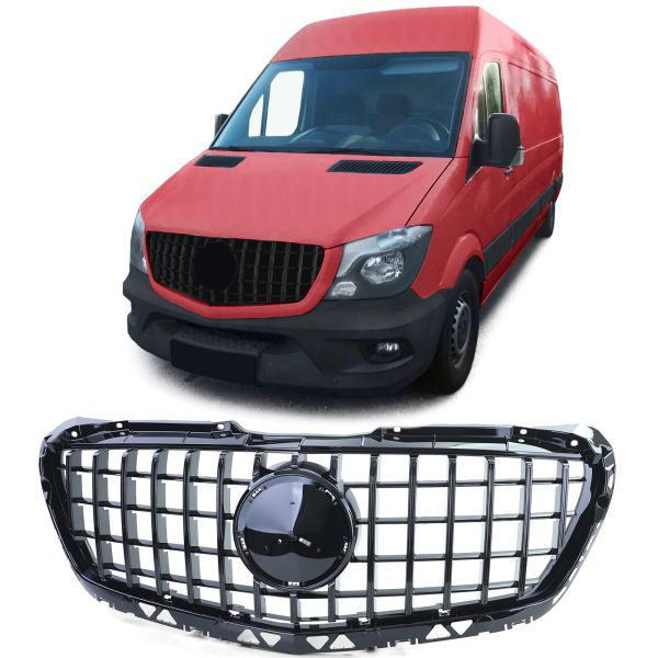 Upgrade Sportgrill / Kühlergrill für Mercedes Benz Sprinter W906 (Facelift) 13-18 Hochglanz schwarz