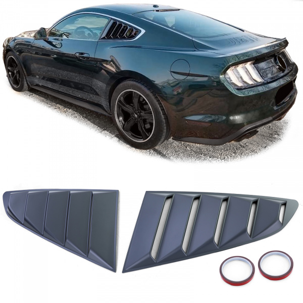 Upgrade Design Seitenfenster Abdeckungen / Blenden für Ford Mustang 6 Coupe in Lamellen Look Schwarz 14-22