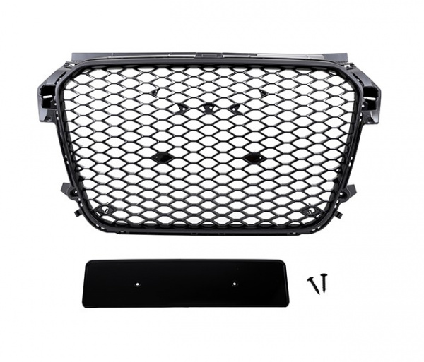 Upgrade Sportgrill Kühlergrill für Audi A1 (8X) 10-15 Hochglanz schwarz