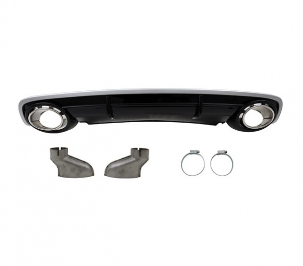 Upgrade Design Heckdiffusor mit Auspuffblenden für Audi A6 4F Limo 04-08 Hochglanz schwarz