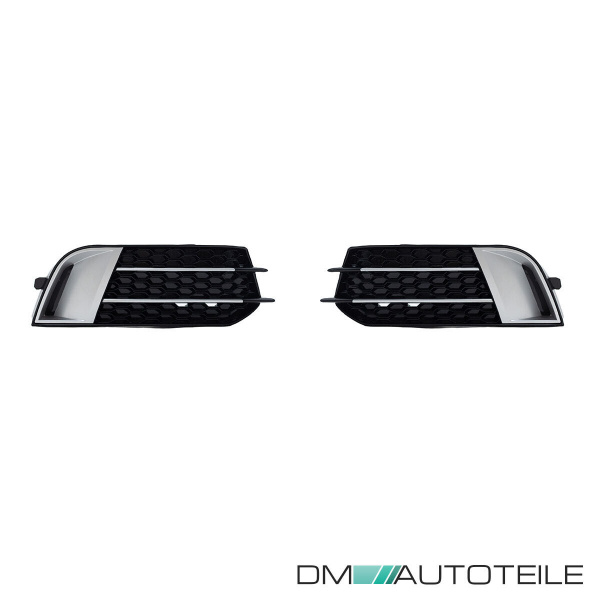 Set Waben Gitter Nebelscheinwerfer Clean Silber Schwarz hochglanz für Audi A1 8X 2010-2015 mit S-Line