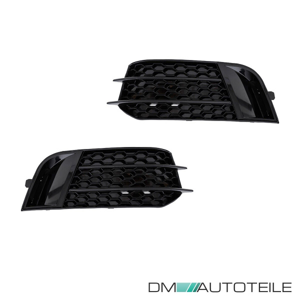 Set Wabengitter Blenden Nebelscheinwerfer Gitter Schwarz hochglanz passt für Audi A1 8X 2010-2015 Serien Stoßstange